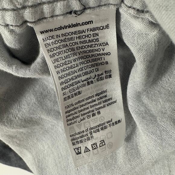 Calvin Klein Mens 100% Cotton Button-Up Long Sleeve Grey Career Shirt Large - Picture 4 of 5